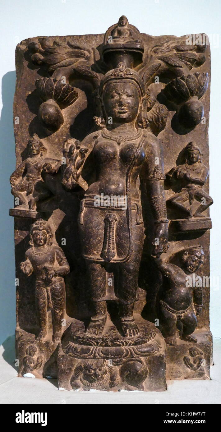 Statue mit der Darstellung der hinduistischen Göttin Ambika. Vom 10. Jahrhundert Stockfoto