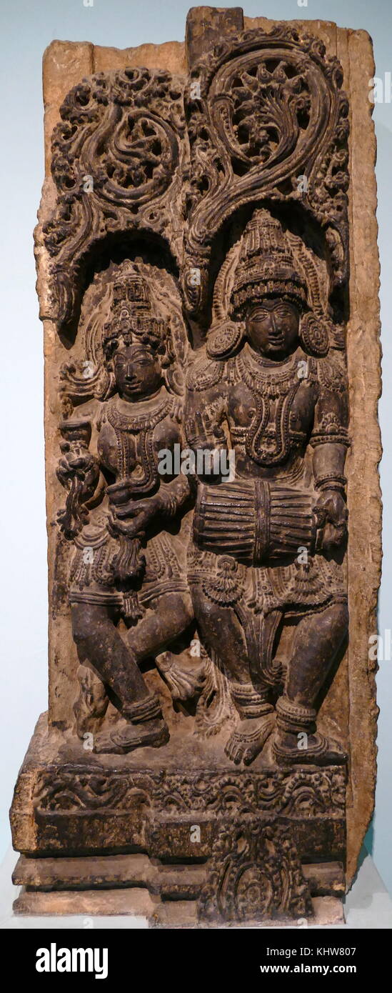 Stein Skulptur Darstellung Sambara, ein Charakter in der hinduistischen Mythologie. Vom 13. Jahrhundert Stockfoto