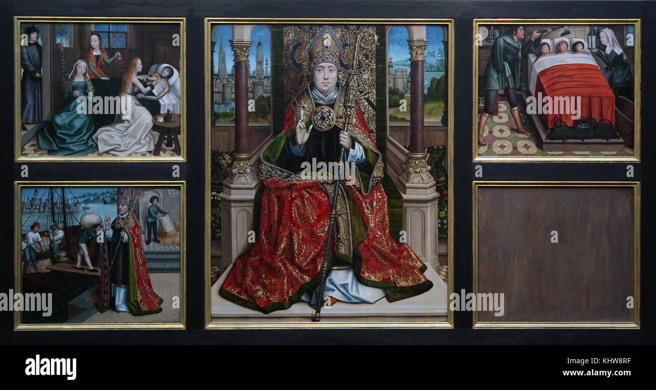 Altarbild des Heiligen Nikolaus von Francois van de Pitte 1430-1506 Stockfoto