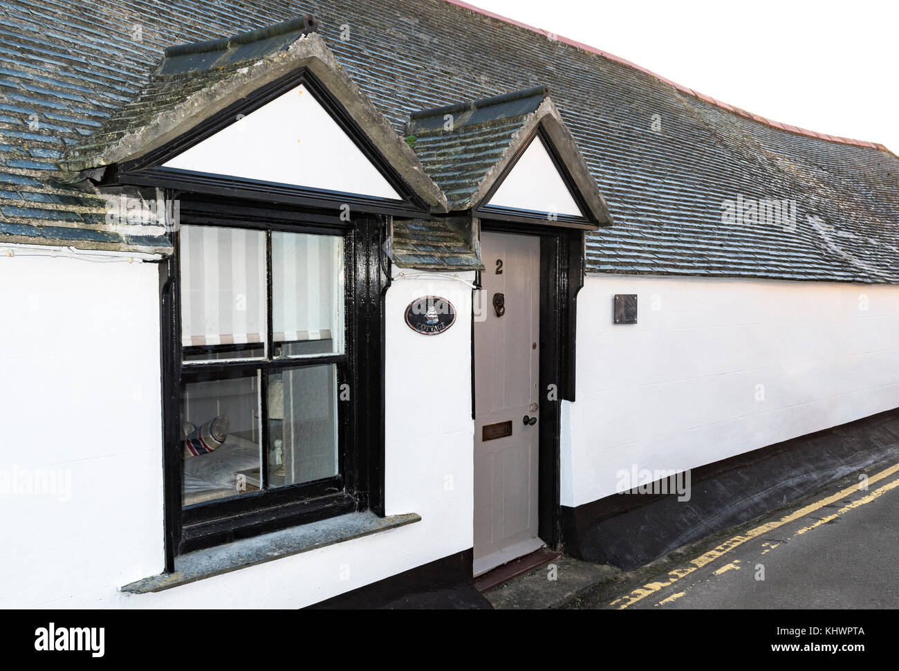 Traditionelle fishermans Cottage in der Nähe von Fowey, Cornwall, England, Großbritannien. Stockfoto