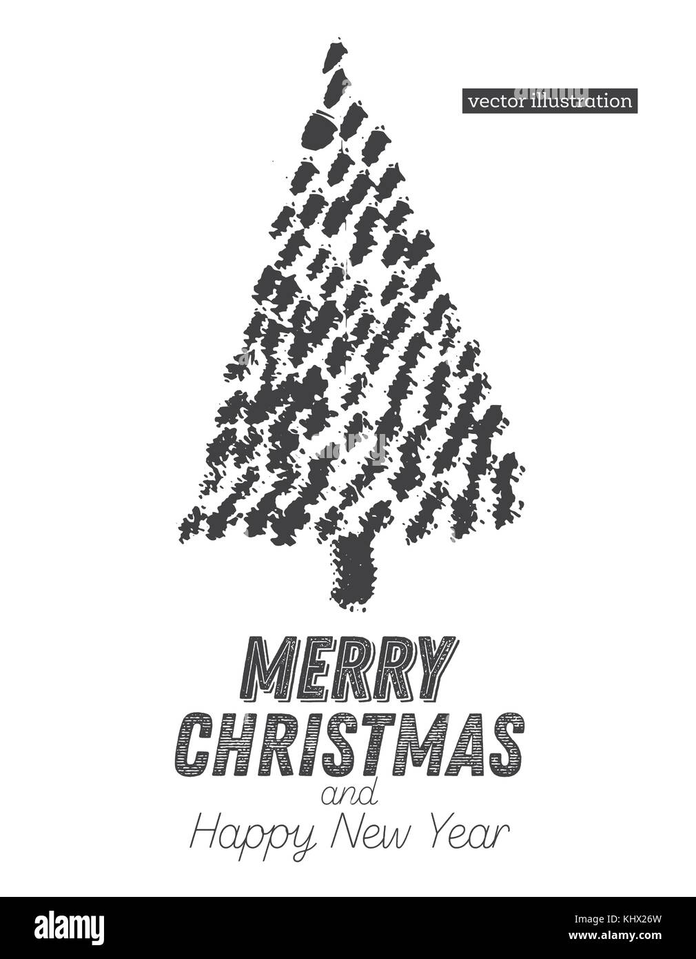 Weihnachtsbaum Skizze auf weißem Hintergrund. frohe Weihnachten. Vector