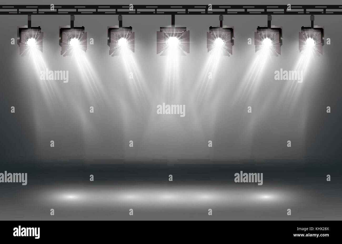 Szene Beleuchtung mit Strahlern. Vector Illustration. Stock Vektor