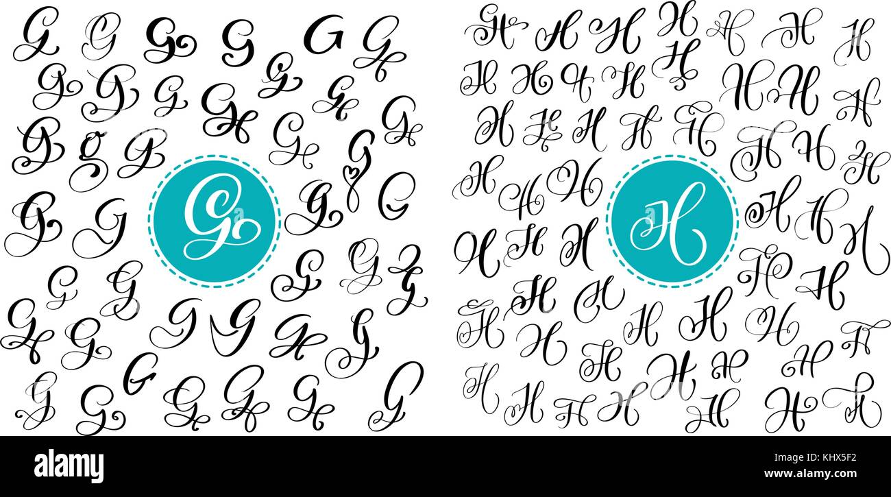 Buchstabe G Und H Eingestellt Hand Gezeichnet Vektor Kalligraphie Gedeihen Script Font Isolierte Briefe Mit Tinte Geschrieben Handschriftliche Pinselstil Hand Schriftzug Fur Logos Verpackungsdesign Plakat Stock Vektorgrafik Alamy