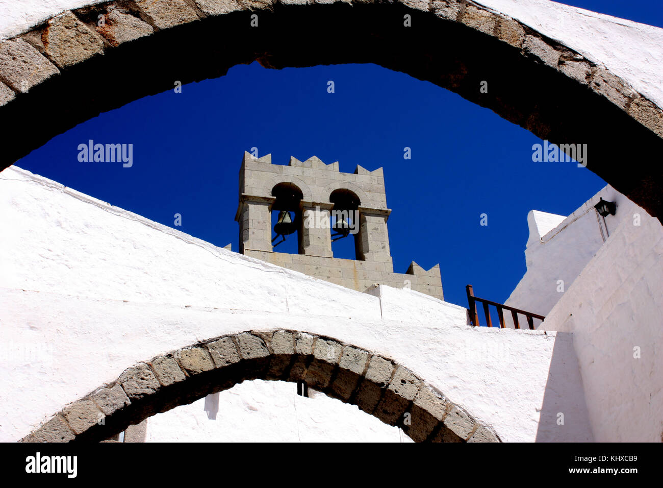 Bögen im Kloster des Hl. Johannes des Theologen, Hora, Patmos Stockfoto