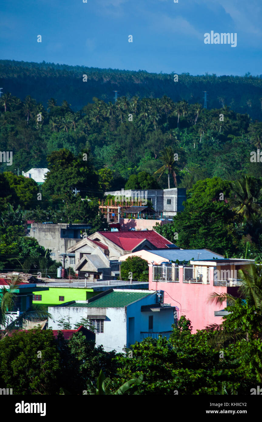 Luftaufnahme von Gehäuse und Grün, Daraga, Albay, Bicol, Philippinen Stockfoto
