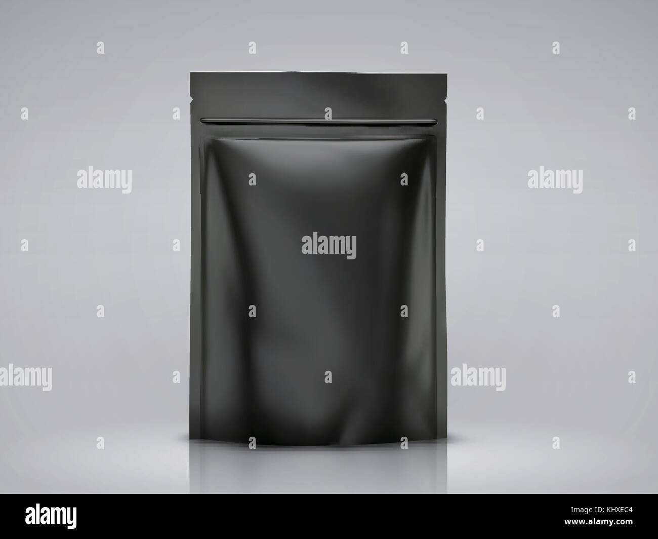 Leere Folie Beutel Mockup, schwarz Paket für Design wird im 3D-Bild Stock Vektor
