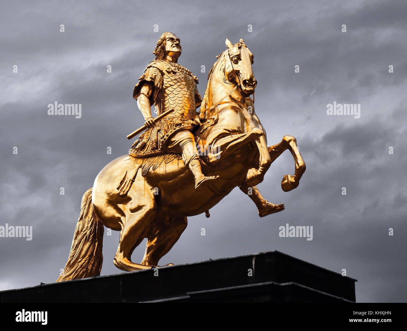 Europa, Deutschland, Sachsen, Dresden, die neue Stadt, Friedrich Auguste I, reiterstatue Goldene Reiter Stockfoto