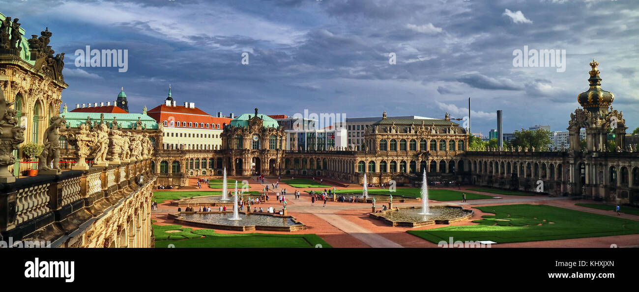 Europa, Deutschland, Sachsen, Dresden, die Altstadt, den Zwinger Festung, der Hof zentral; Der Zwinger ist ein Barockschloss aus dem 18. Jahrhundert, beherbergt mehrere Museen festgestellt, die bekannteste davon ist die Semper Galerie. Stockfoto