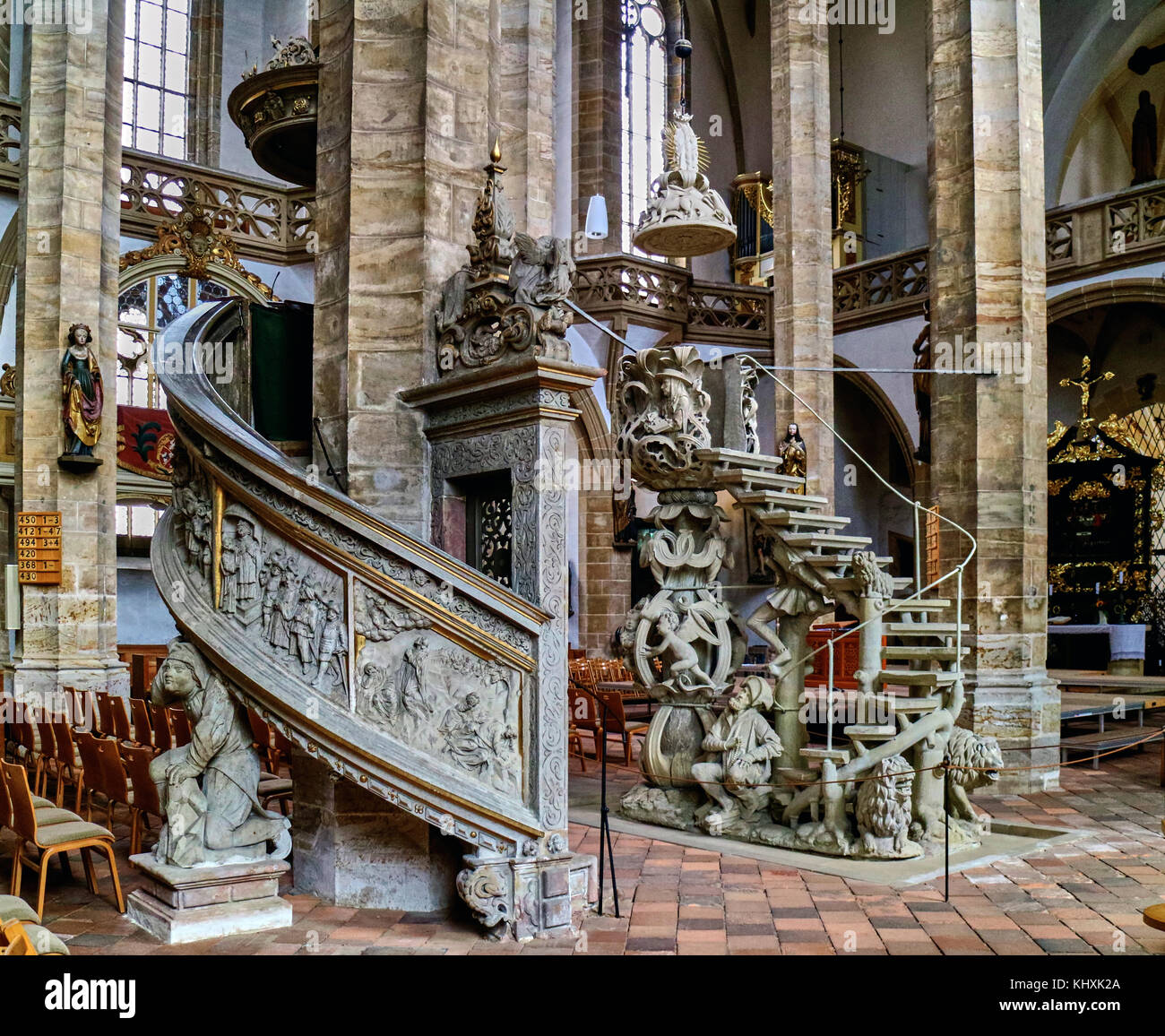 Europa, Deutschland, Sachsen, Freiberg, die Altstadt, die Kathedrale St-Mary Stil der Spätgotik wurde zwischen 1490 und 1501 eingestellt. Vorsitzende der Wahrheit, die Form ähnelt, der Corolla einer Tulpe, 1505 gemacht Stockfoto