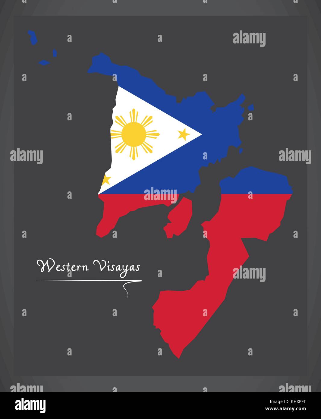 Western visayas Karte der Philippinen mit Philippine National flag Abbildung Stock Vektor