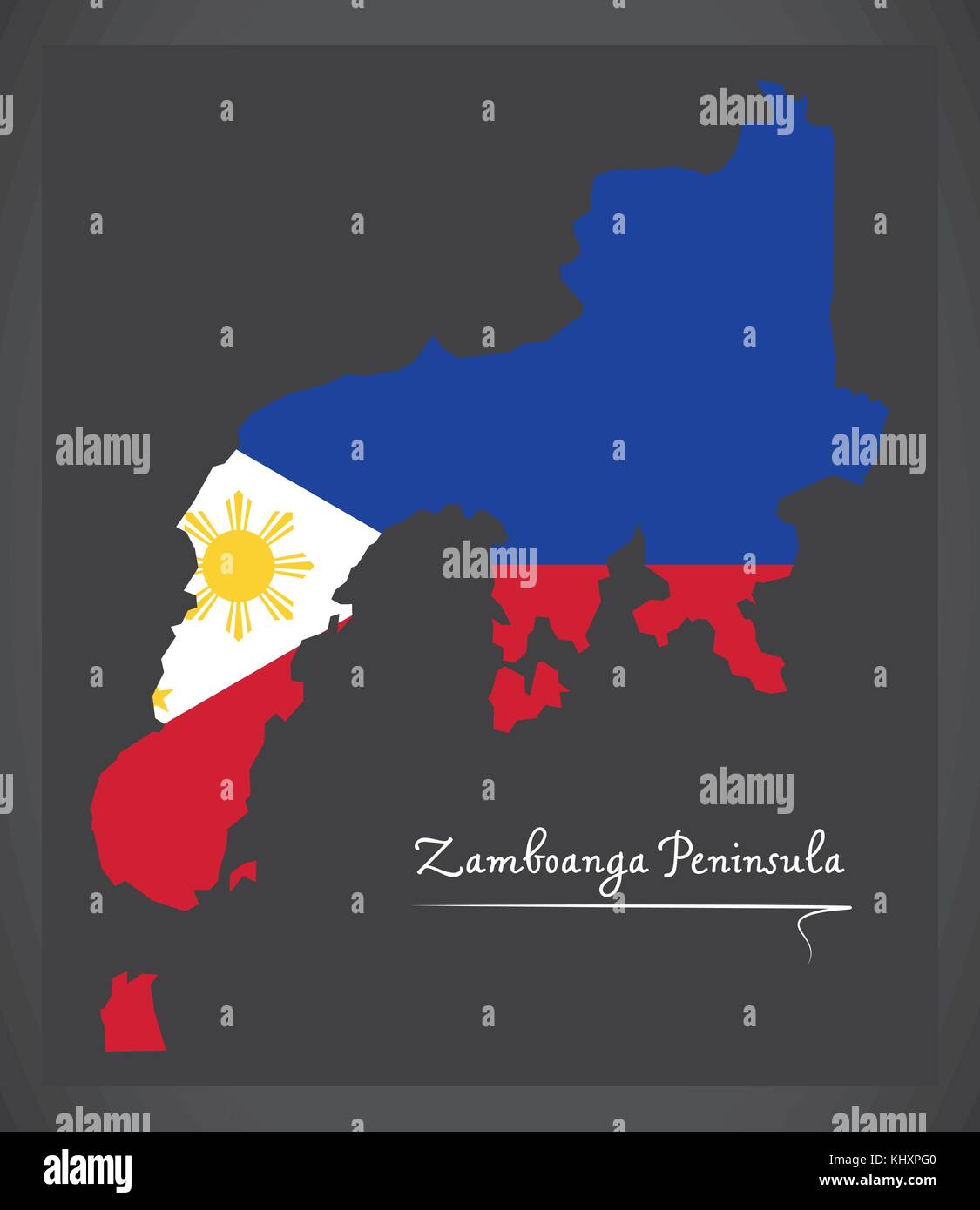 Zamboanga Peninsula Karte der Philippinen mit Philippine National flag Abbildung Stock Vektor