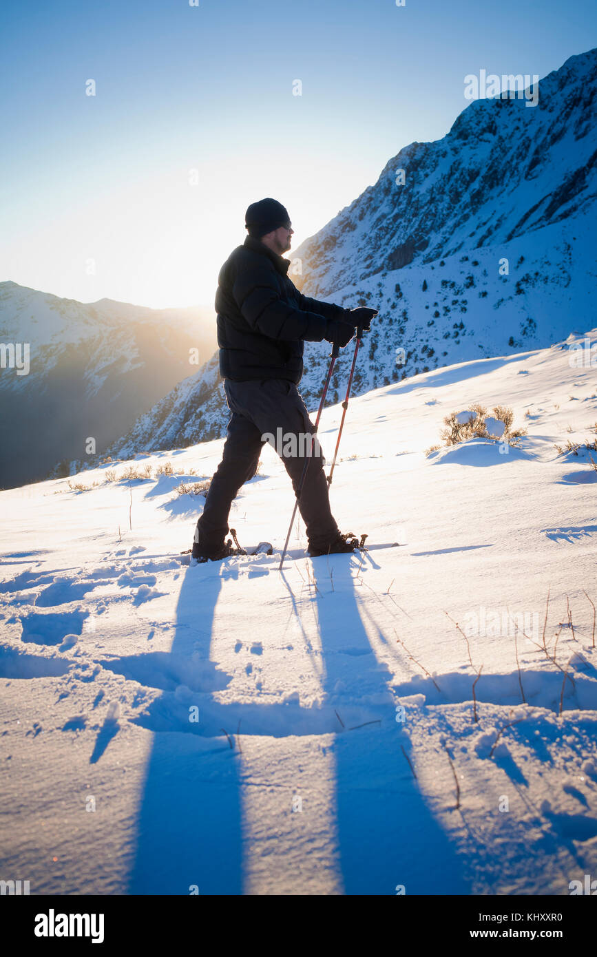 Menschen wandern in Los Andes mountain range, Santiago, Chile Stockfoto