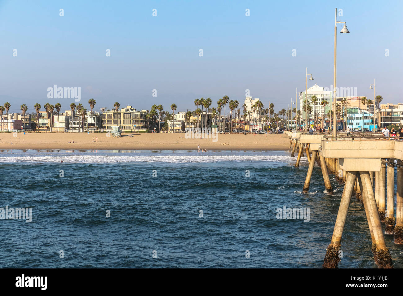 Blick auf Venedig Strand von Pier am Tag Stockfoto