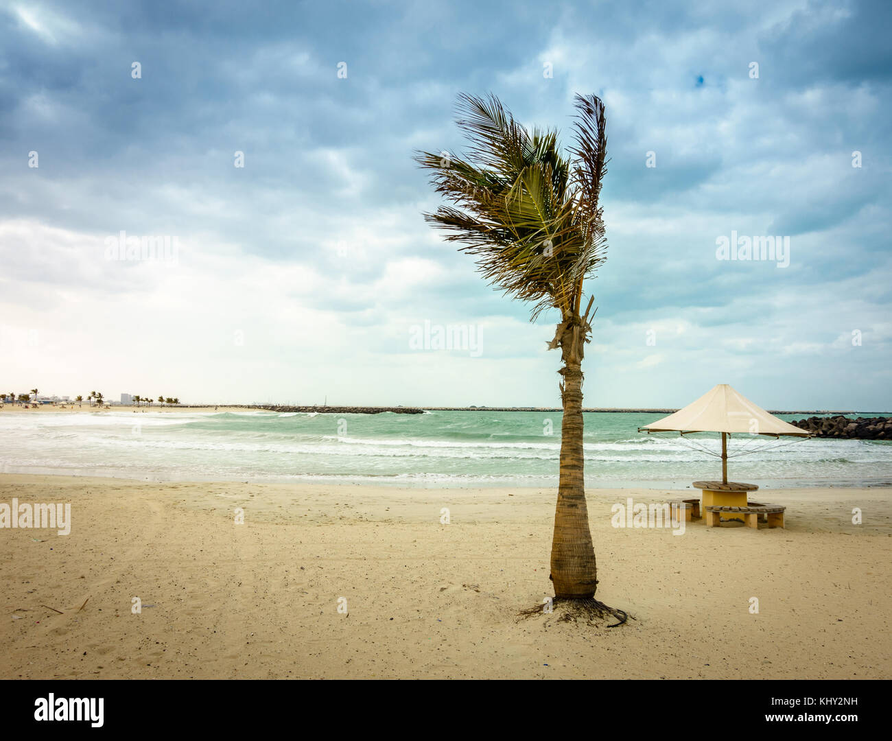 Leeren Strand bei Al Mamzar Beach Park in Dubai, VAE Stockfoto
