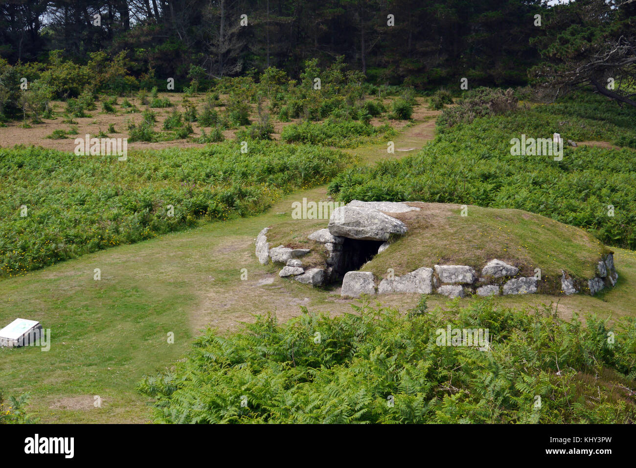 Die alten innisidgen obere Grabkammer auf der Insel St Marys in der Scilly-inseln, Großbritannien. Stockfoto