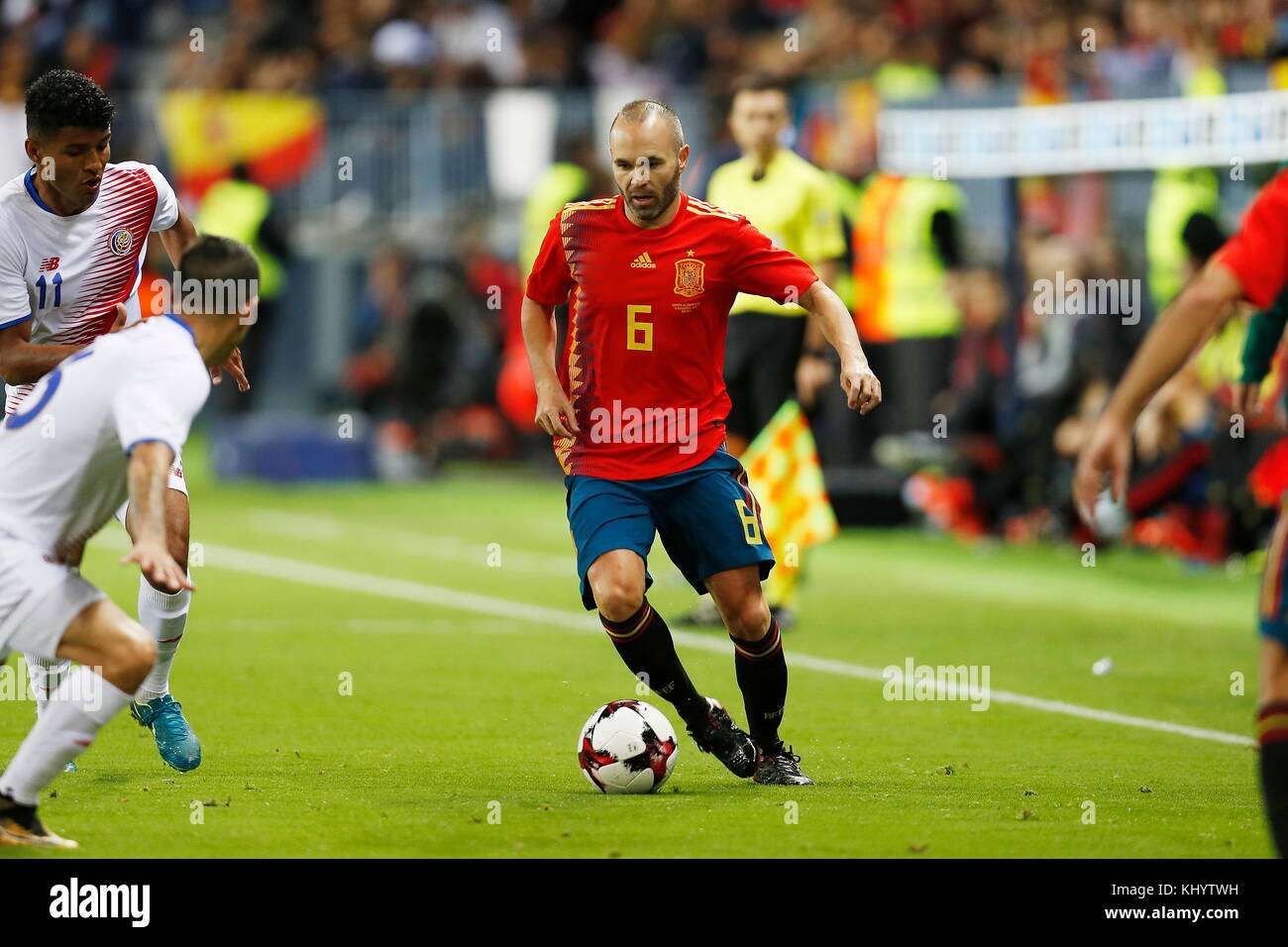 Malaga, Spanien. November 2017. Andres Iniesta (ESP) Fußball/Fußball : internationales Freundschaftsspiel zwischen Spanien 5-0 Costa Rica im Estadio La Rosaleda in Malaga, Spanien . Quelle: Mutsu Kawamori/AFLO/Alamy Live News Stockfoto