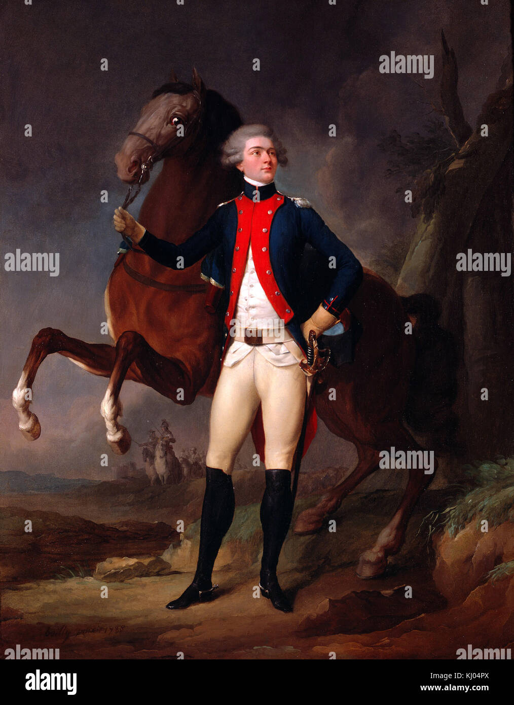 Louis Leopold Boilly - Portrait de La Fayette (1757-1834) en Capitaine le Regiment de Noailles Stockfoto
