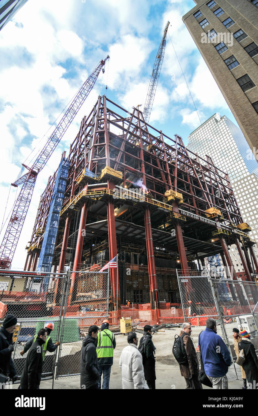 New York, New York - Januar 13, 2010: 1 World Trade Center, wie es ist im Bau, New York. Stockfoto