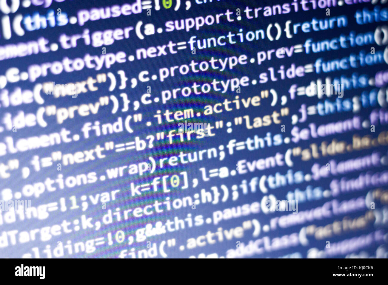 Glühende minificated Javascript Code. abstrakte Bild der modernen Web Developer. Hacking Computer Netzwerk. Stockfoto