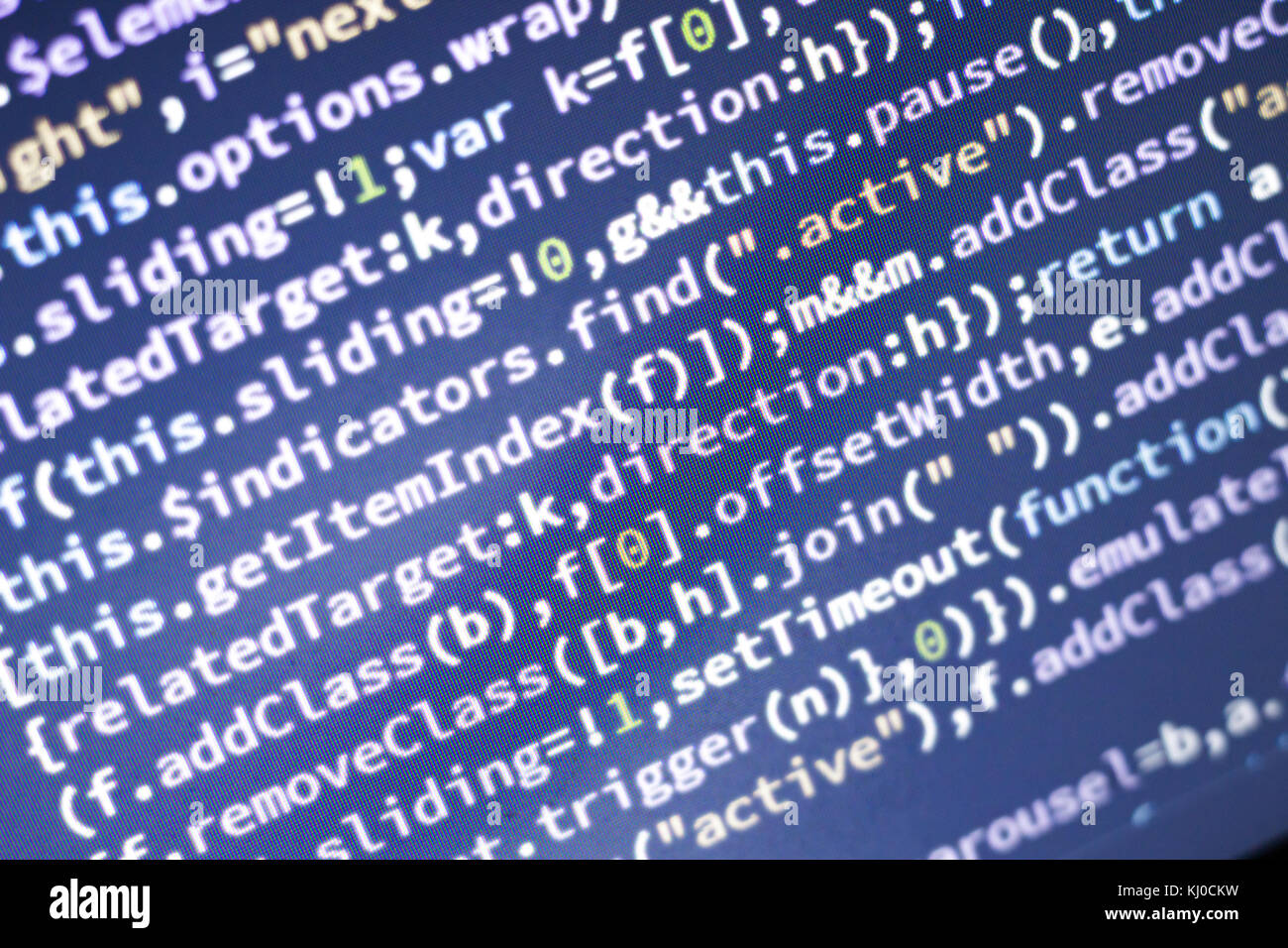 Glühende minificated Javascript Code. abstrakte Bild der modernen Web Developer. Hacking Computer Netzwerk. Stockfoto