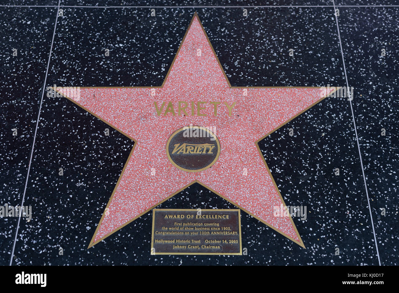 HOLLYWOOD, CA - DEZEMBER 06: Variety Star auf dem Hollywood Walk of Fame in Hollywood, Kalifornien am 6. Dezember 2016. Stockfoto