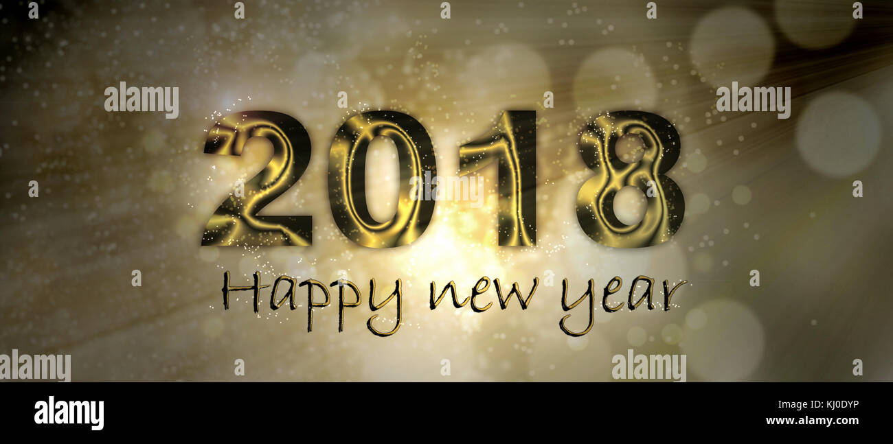 Banner neues Jahr 2018 glücklich auf Blur leuchtet Stockfoto