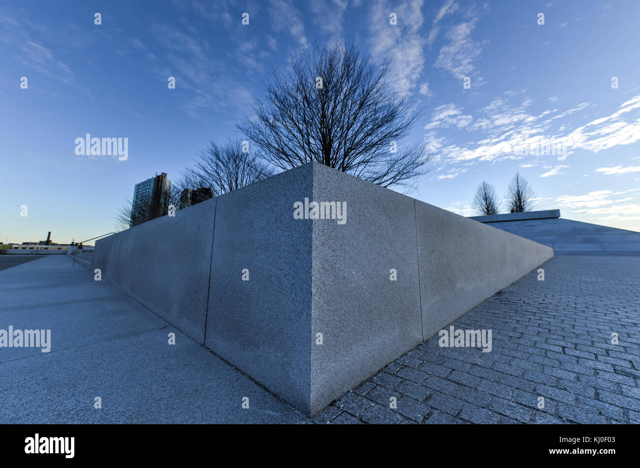 Der Franklin D Roosevelt vier Freiheiten Park ist ein vier Hektar große Gedenkstätte für d. Roosevelt in NYC, feiert die vier Freiheiten er artikuliert Franklin Stockfoto