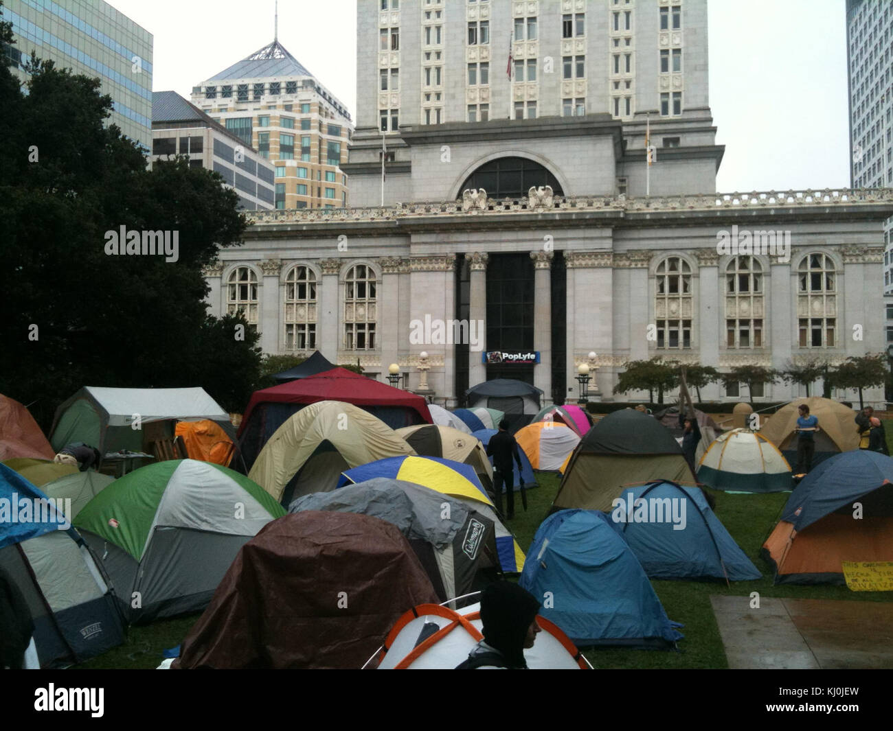 Besetzen Oakland, Zelte auf Oscar Grant Plaza Stockfoto