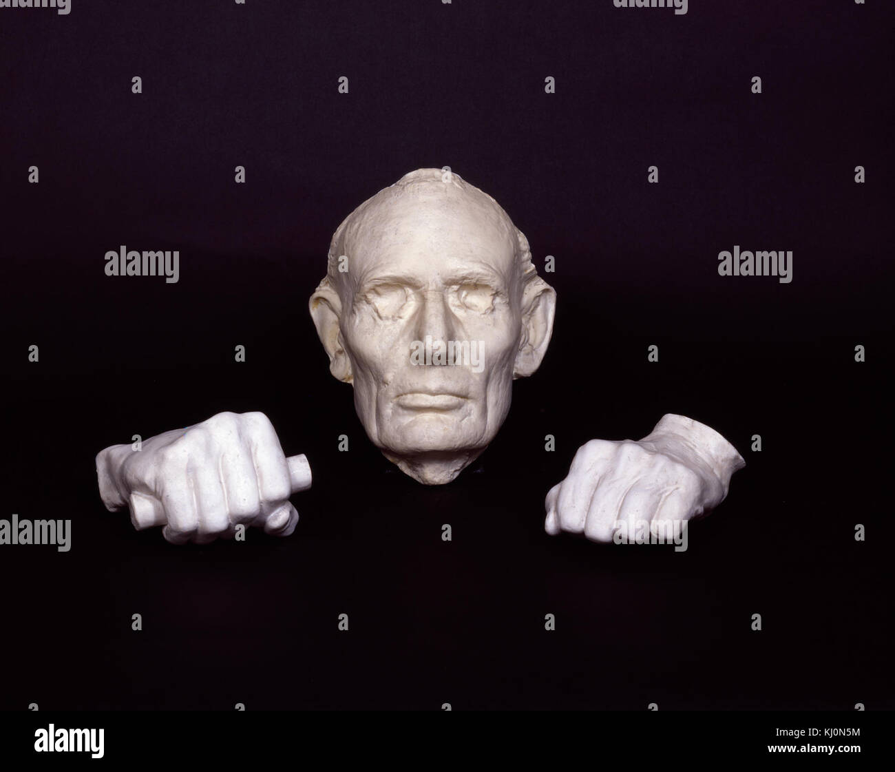 Lincoln's life Maske und Hände 15692 highsm. Stockfoto