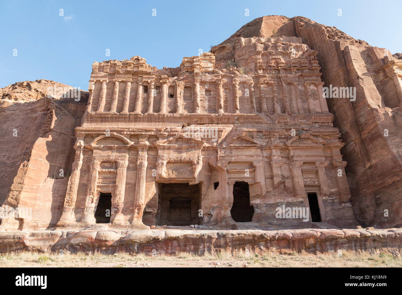 Die königlichen Gräber in die antike Stadt Petra, Jordanien Stockfoto