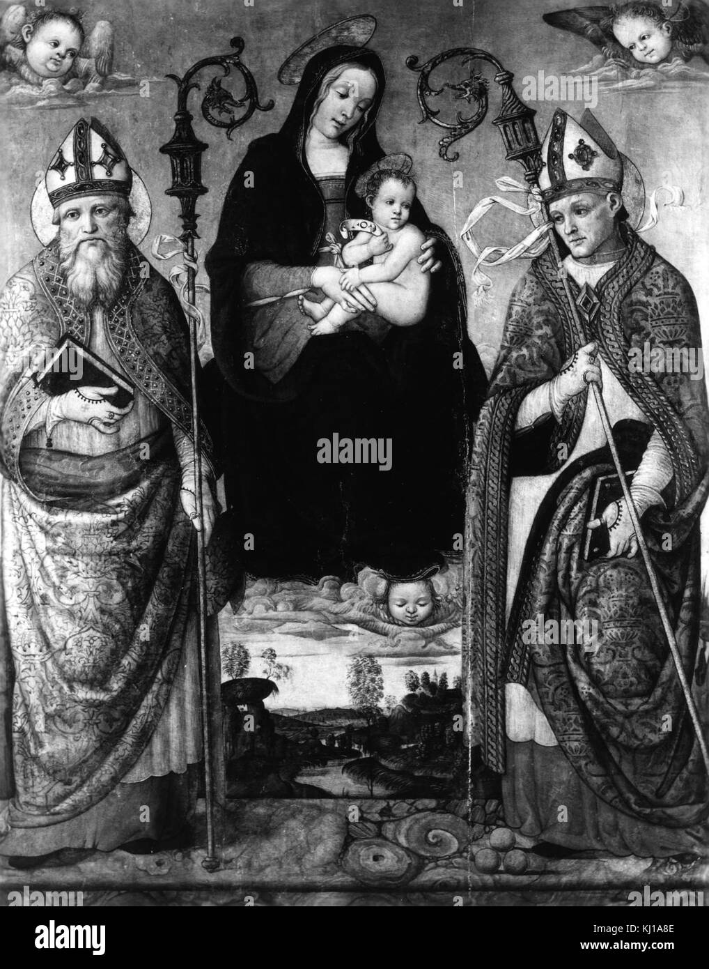 Italienisch - Madonna und Kind mit St. Nikolaus oder Bari und ein Heiliger Bischof - Walters 37644 Stockfoto