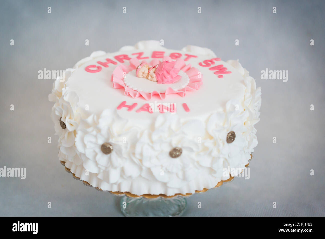 Schönen Kuchen für die Taufe Hani Stockfoto