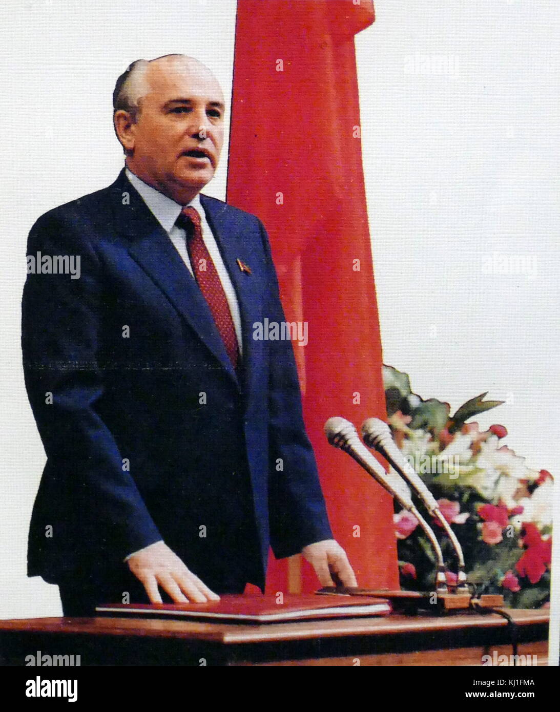 Michail Gorbatschow (2. März 1931 geboren) sowjetischen Staatsmann. Er war der letzte Führer der Sowjetunion, Generalsekretär der Kommunistischen Partei der Sowjetunion von 1985 bis 1991 Staatsoberhaupt von 1988 bis zu seiner Auflösung im Jahre 1991. Präsident der Sowjetunion von 1990 bis 1991). Stockfoto