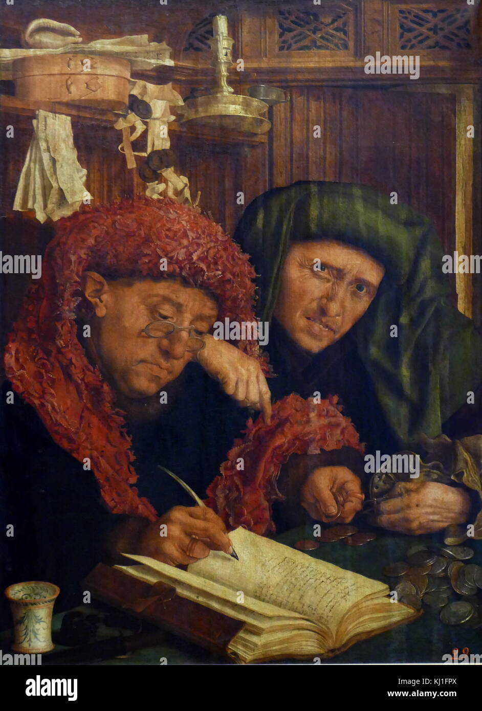 Die geldwechsler oder die Zöllner ca. 1546 von Marinus van Reymerswaele Claeszoon (C.1490-C.1546); niederländische Maler. Öl auf Holz, Panel Stockfoto