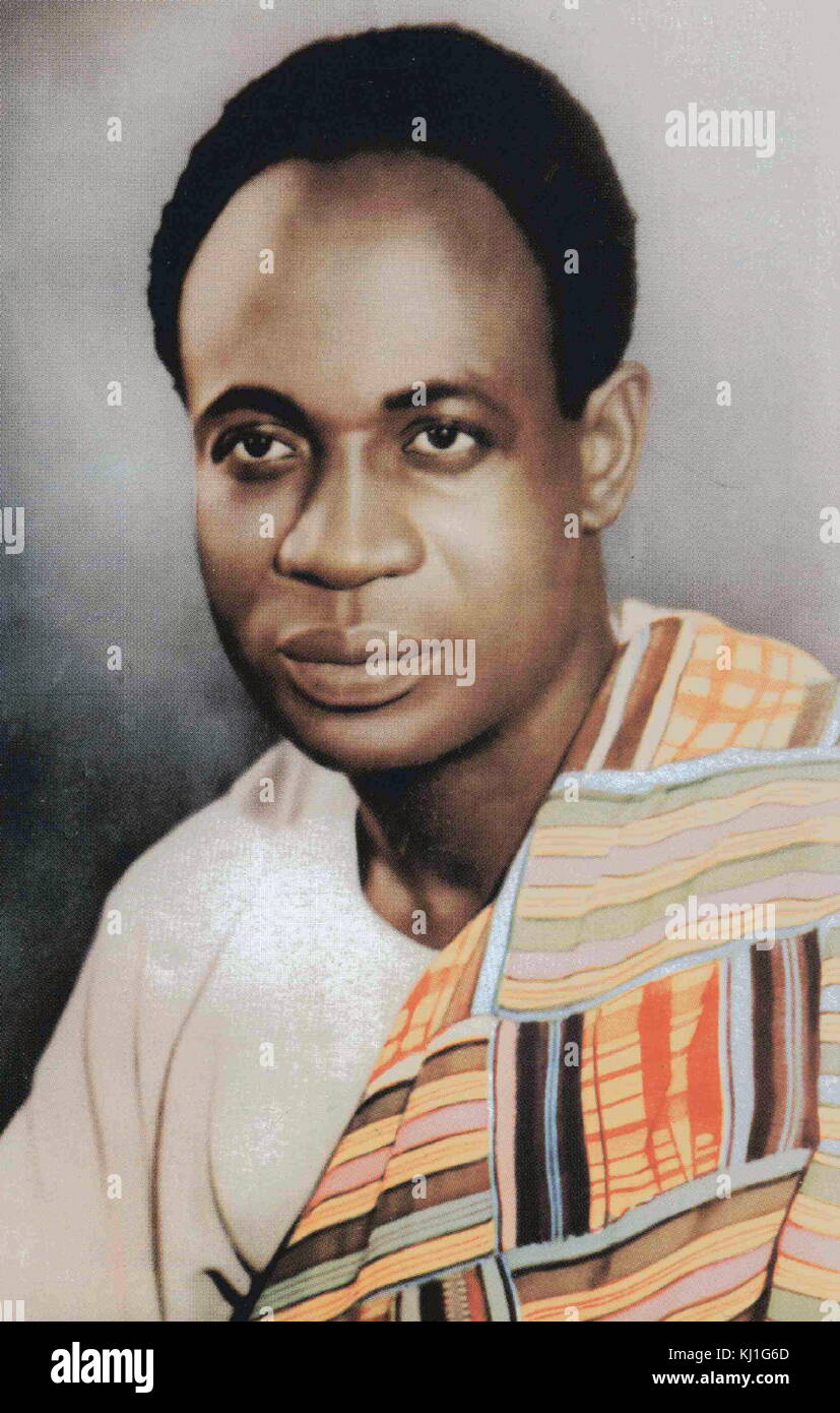 Kwame Nkrumah PC (1909-1972) führte Ghana nach der Unabhängigkeit von Großbritannien im Jahr 1957 und diente als sein erster Premierminister und Präsidenten. Nkrumah erste gewonnene Kraft als Führer der kolonialen Goldküste und hielt es, bis er 1966 abgesetzt wurde. Stockfoto