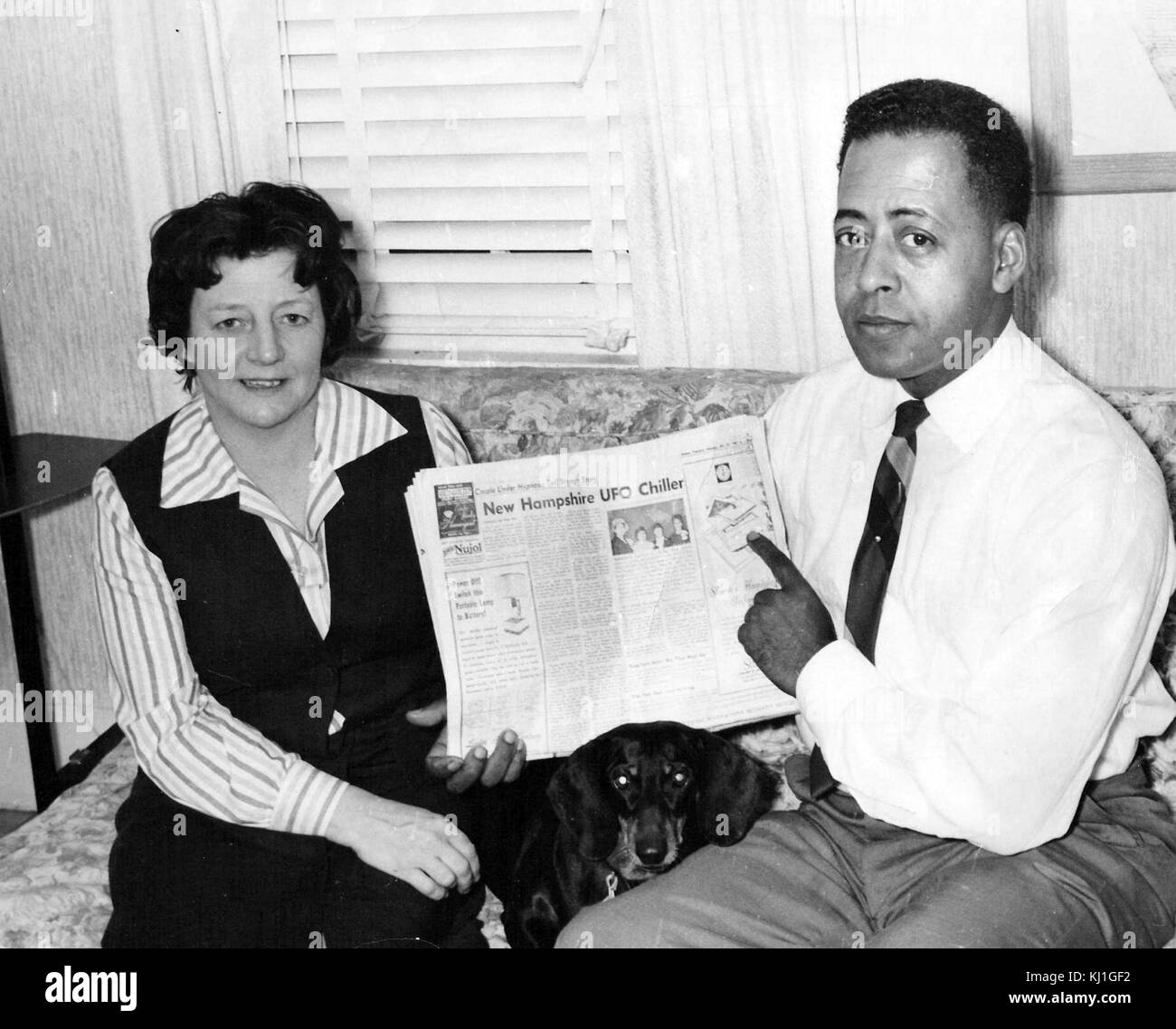 Barney und Betty Hill waren ein amerikanisches Paar, angeblich entführt von Außerirdischen, in einem ländlichen Teil von New Hampshire ab 19. September 20, 1961. Stockfoto
