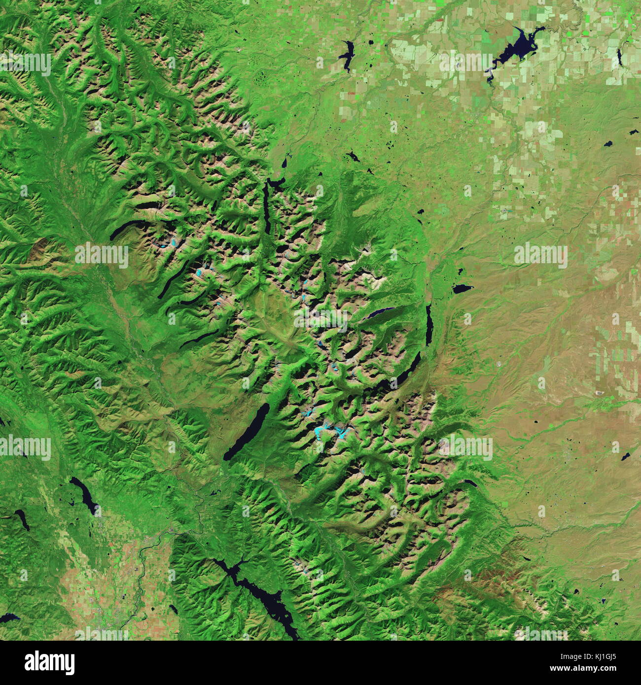 Eisverlust im Glacier National Park, 2009. Wissenschaftler schlagen die Montana Glacier National Park Glacier wird es sein, im Jahr 2030, basierend auf den Parametern, wie z. B. den wärmeren Temperaturen im Sommer und meteorologische Schneefall. Die blaue Farbe in dieser Bilder ist "permanent" Schnee und Eis Stockfoto