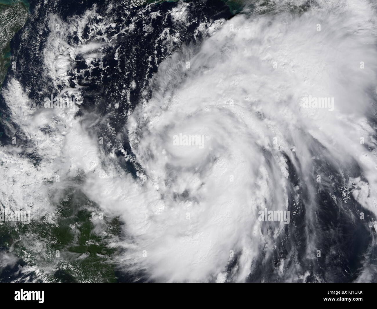 Hurrikan Wilma war der intensivsten tropischen Wirbelsturm, im atlantischen Becken aufgezeichnet, und es war die intensivste tropischer Wirbelsturm in der westlichen Hemisphäre aufgezeichnet bis Hurrikan Patricia im Jahr 2015 wurde es zu einem Hurrikan der Kategorie 5 und 2 - die meisten zerstörerischen Hurrikan der Saison 2005. Stockfoto