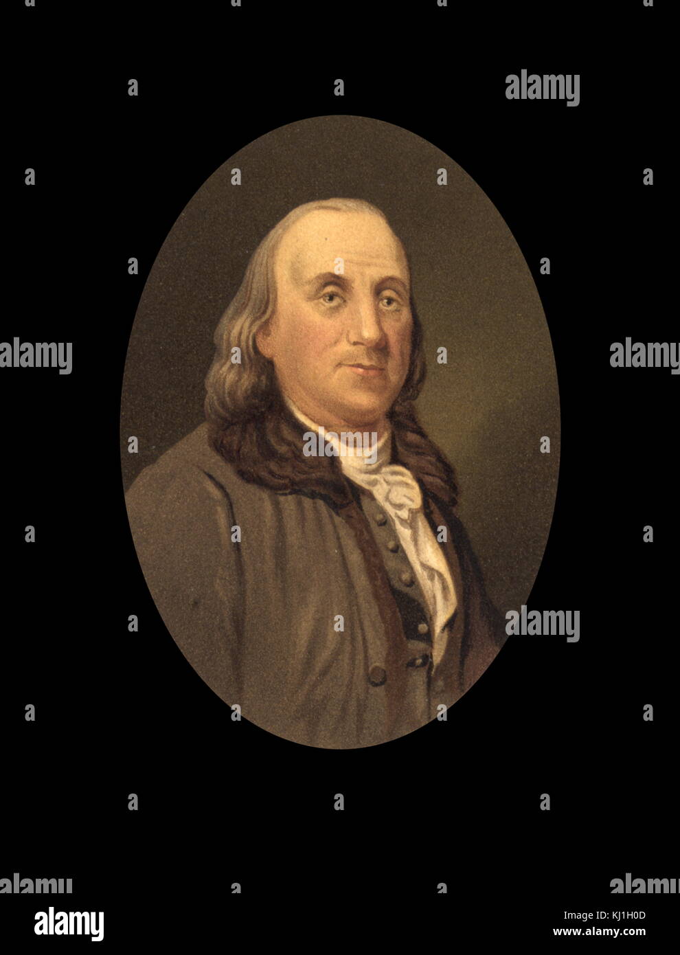 Benjamin Franklin (1705 - 1790) war einer der Gründerväter der Vereinigten Staaten. Franklin war ein renommierter universalgelehrten und ein führender Autor, Drucker, politische Theoretiker, Politiker, Freimaurer, postmaster, Wissenschaftler, Erfinder, Civic Aktivist, Staatsmann und Diplomat. Von einer Abbildung von 1800, mit dem Titel 'Distinguished Maurer von der Revolution" Stockfoto