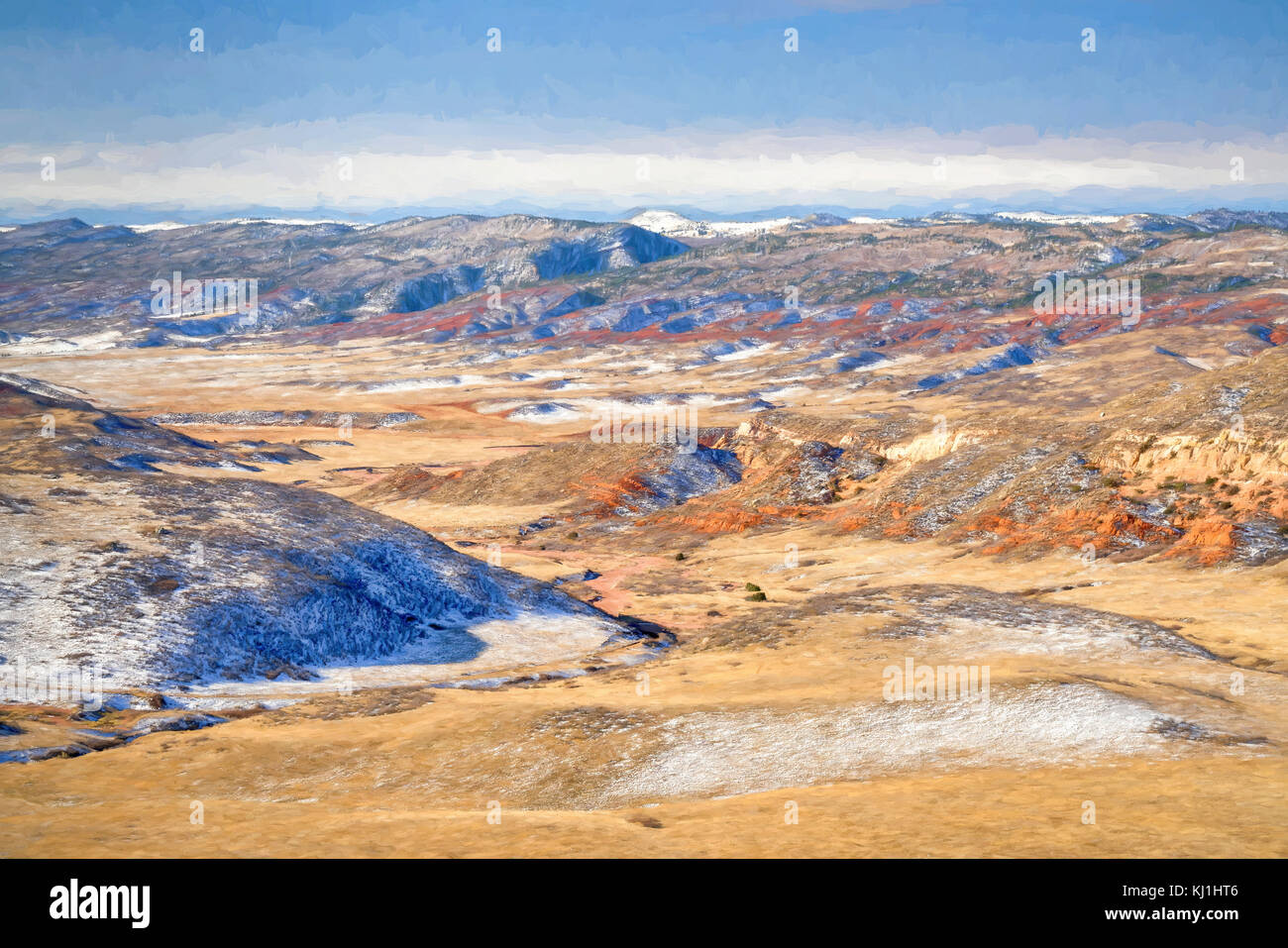 Winterlandschaft in roter Berg open space im Norden von Colorado mit impressionistischen digitale Malerei Wirkung Stockfoto