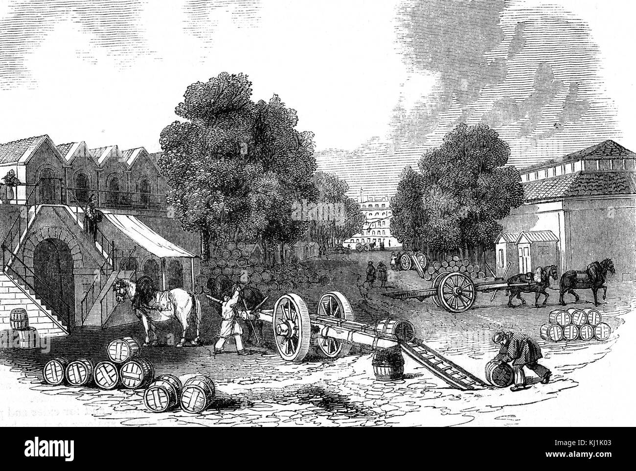 Gravur, die verschiedene Anwendungen der schiefen Ebene. Vom 19. Jahrhundert Stockfoto