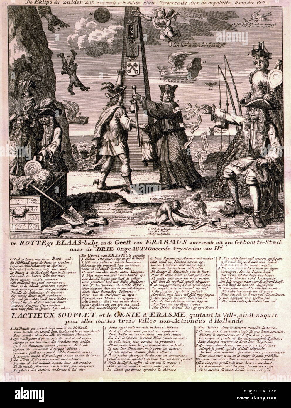 Niederländische Satire auf das Scheitern der South Sea Company. 1720 Stockfoto