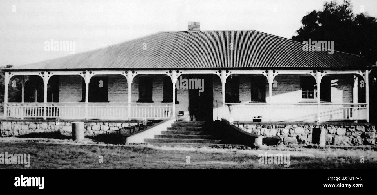 Tolstoi Farm war eine Gemeinschaft von Gandhi in Transvaal, Südafrika, im Jahr 1910 begonnen. Es wurde das Hauptquartier der Kampagne des Satyagraha (Gewaltlosigkeit), die er zu dieser Zeit führen. Mohandas Karamchand Gandhi 1869 - 1948), der bedeutendste Führer der indischen Unabhängigkeitsbewegung in britisch beherrschten Indien. Stockfoto
