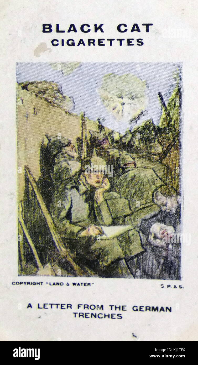 Schwarze Katze Zigaretten Erster Weltkrieg Propaganda Karte Zeigt Von Luttich Nach Aix La Chappelle Satirische Karikatur Zeigt Einen Zug Deutsche Tot Zuruck Nach Deutschland Aus Belgien Abbildung Fur Den Grossen Krieg Ist Eine Neutrale