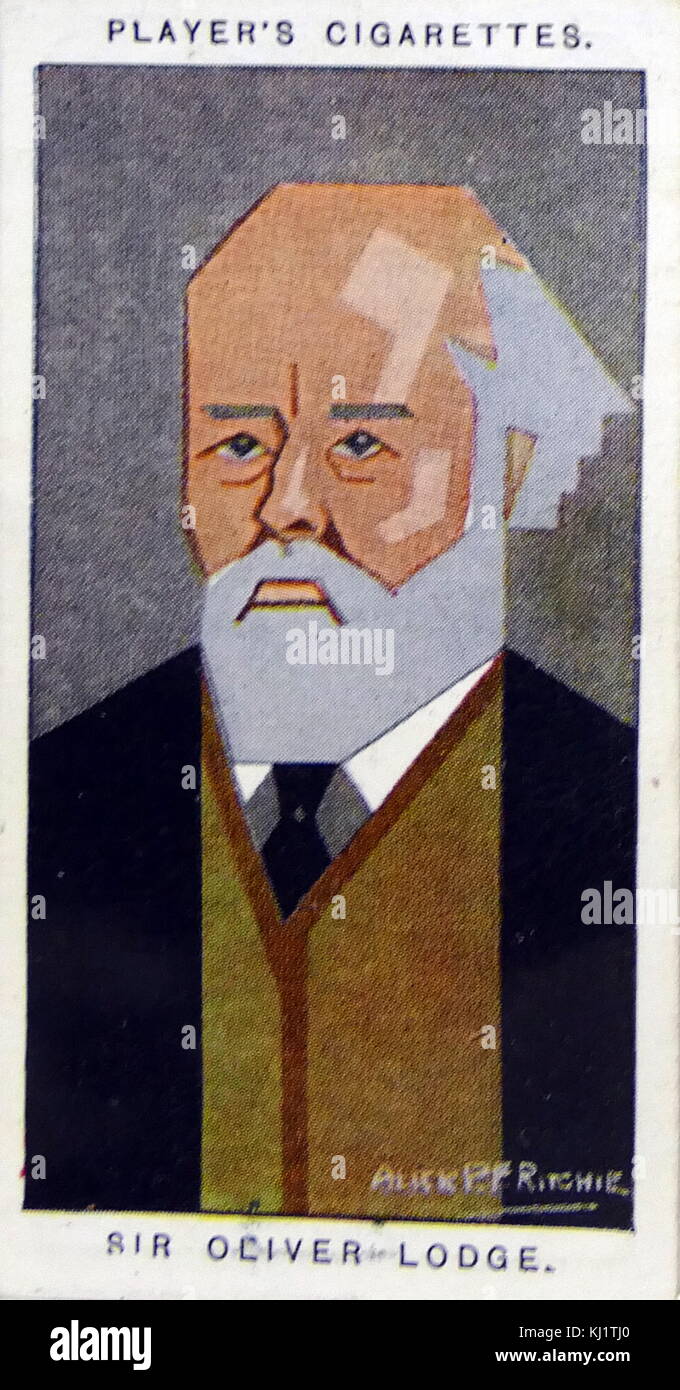 Zigarette card Player's, Sir Oliver Lodge, Joseph (1851-1940) war ein britischer Physiker und Schriftsteller in der Entwicklung von, und Inhaber der wesentliche Patente für, Radio beteiligt. Er identifizierte elektromagnetische Strahlung. Vom 20. Jahrhundert Stockfoto