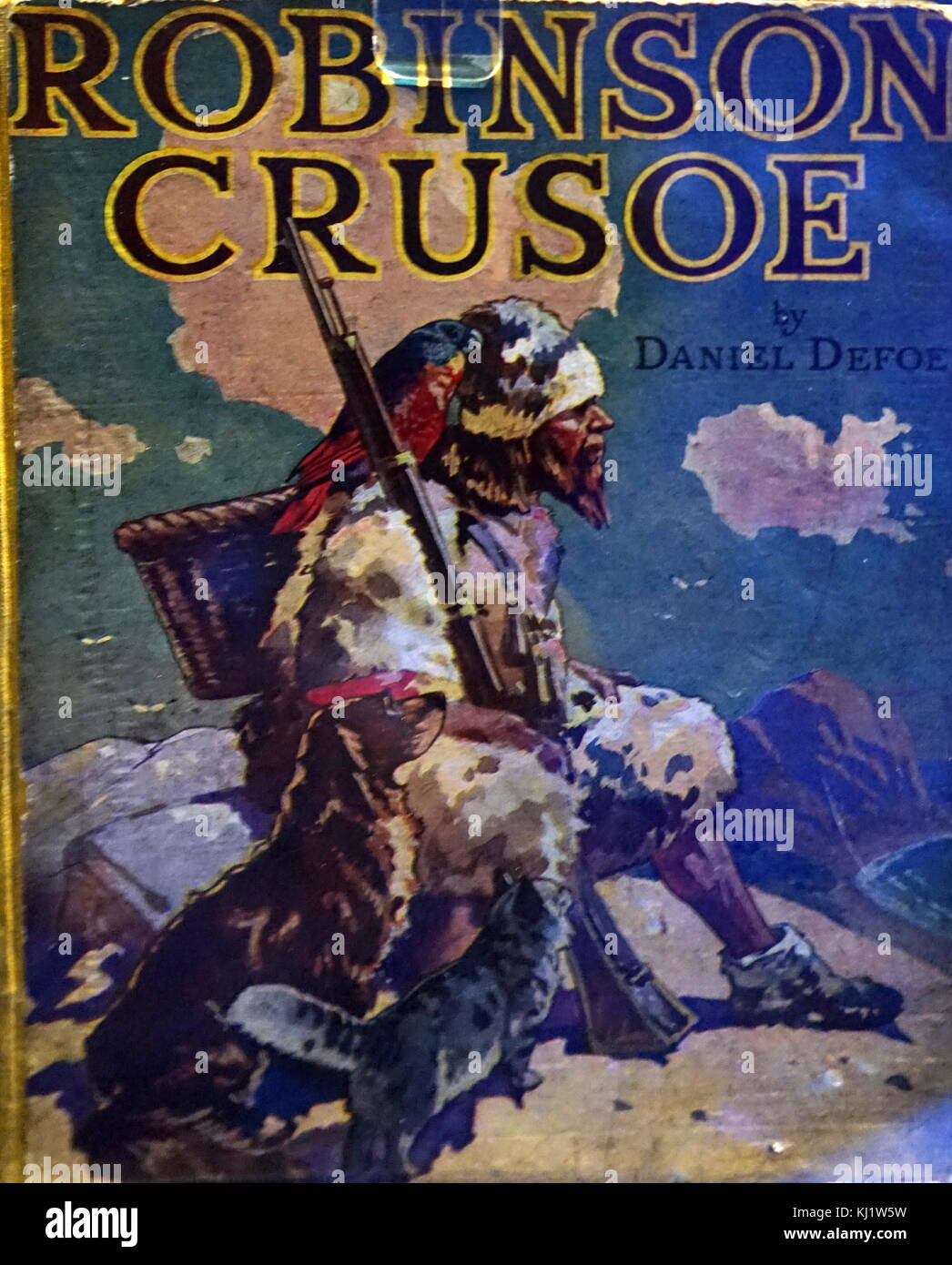 Abdeckung an der Vorderseite von Robinson Crusoe von Daniel Defoe (1660-1731) eine Englische Händler, Schriftsteller, Journalist und Spion. Vom 18. Jahrhundert Stockfoto