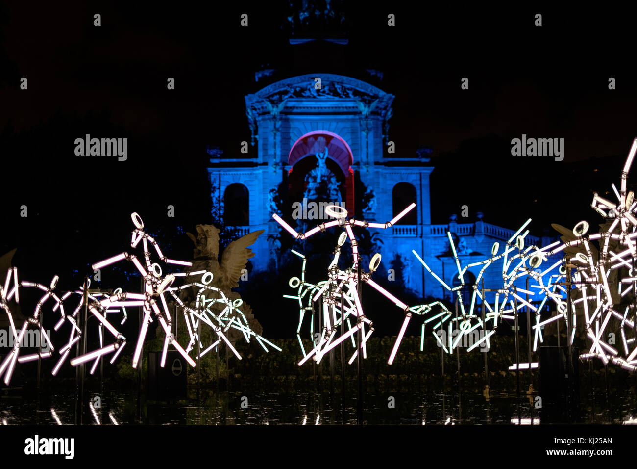 Stick Männer auf einem See in Barcelona Stockfoto