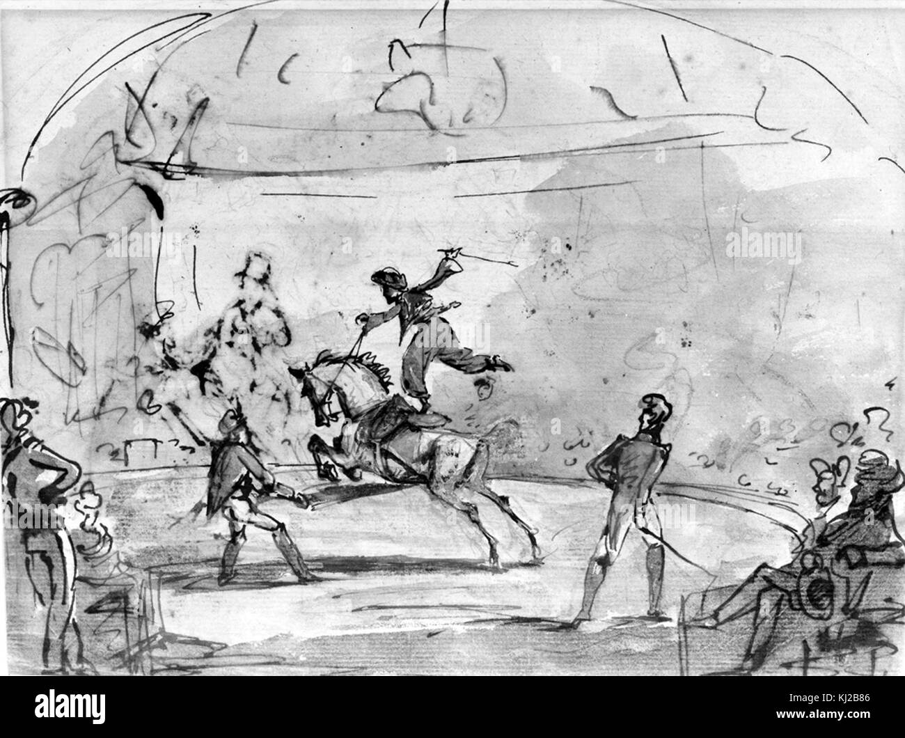 Schule von Antoine-Charles-Horace (Carle) Vernet - Zirkusszene - Walters 372381 Stockfoto