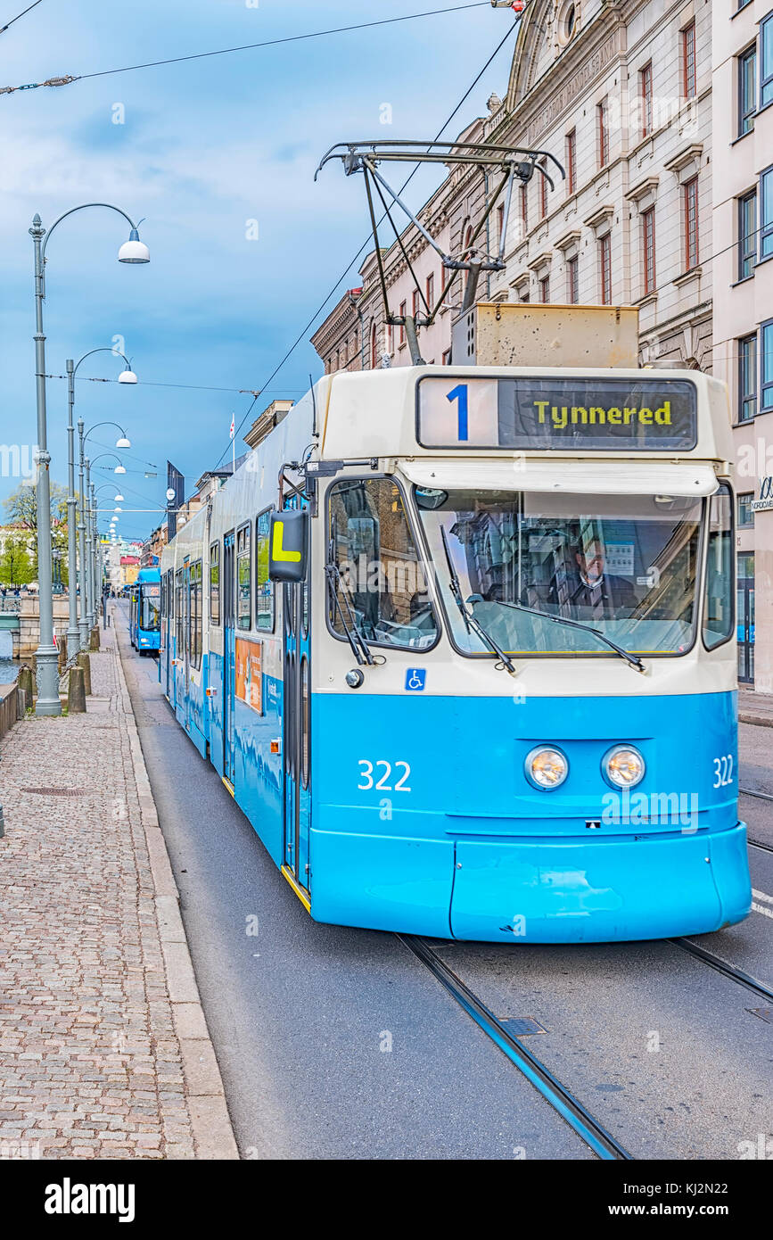 Göteborg, Schweden - 13. Mai 2017: Eine der berühmten Straßenbahn von Göteborg in Schweden. Stockfoto