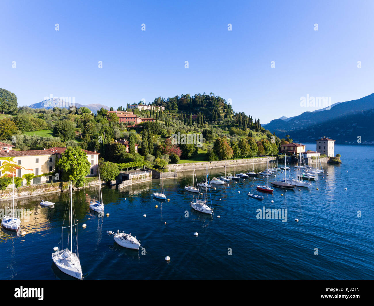 Kleine Hafen von pescallo, der Comer See in Europa Stockfoto